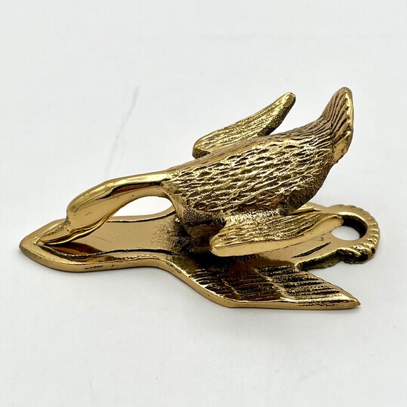 Vintage Brass Flying Duck Goose Bird Metal Desk Wall Paper Clip Home Decor 4" - Picture 1 of 10